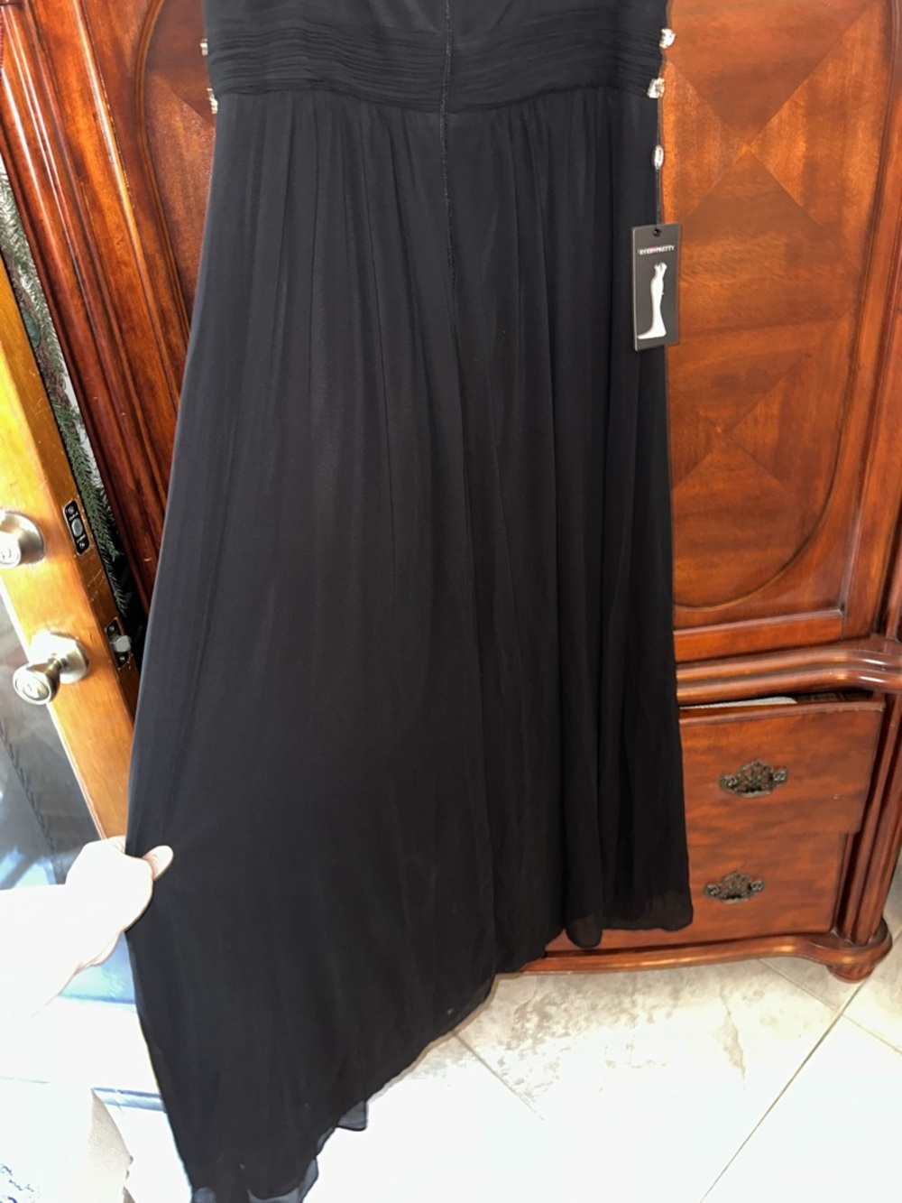 NWT Ever Pretty Black Evening Gown with Embellished Waistband - Picture 12 of 17